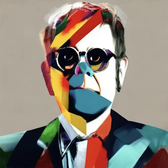 Elton John in the style of Adrian Ghenie     6